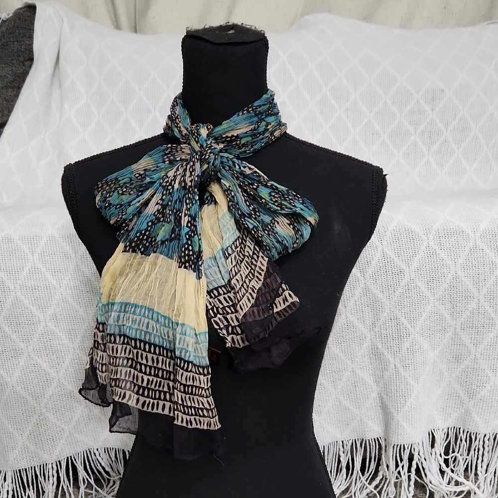 Asian Elegant Multicolor Scarf Long Neck Sheer Scarf Tiny Hole See Picture